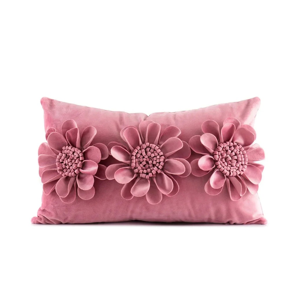 DecorBites™ 3D Velvet Flower Pillow Covers in Yellow Beige 45x45cm