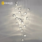 Crystal Ball Staircase Pendant Light in Brushed Stainless