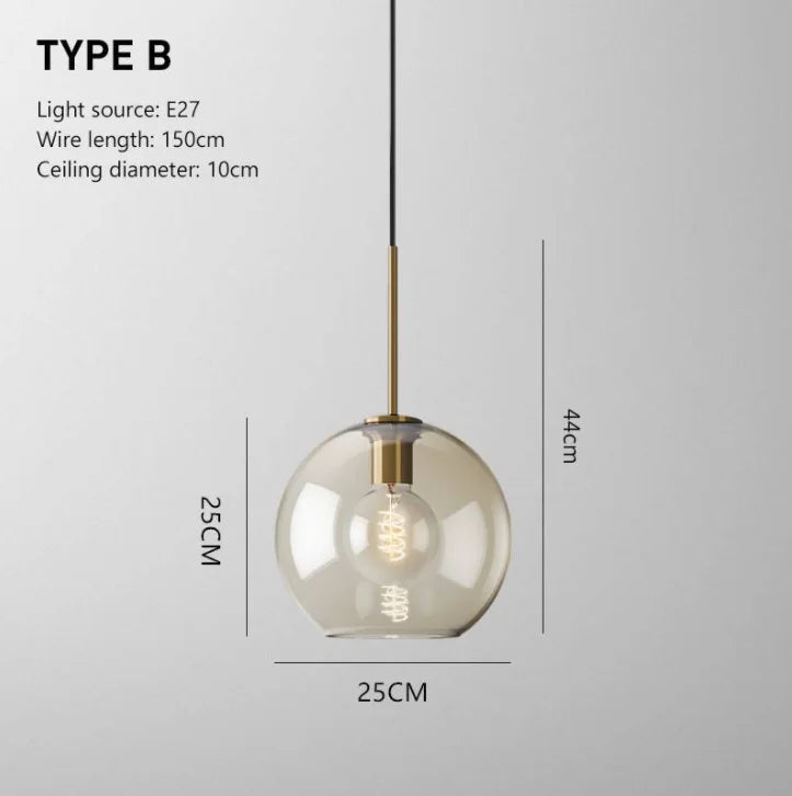 Modern Nordic hanging loft  Glass lustre Pendant Light industrial decor Lights Fixtures E27/E26 for Kitchen Restaurant Lamp