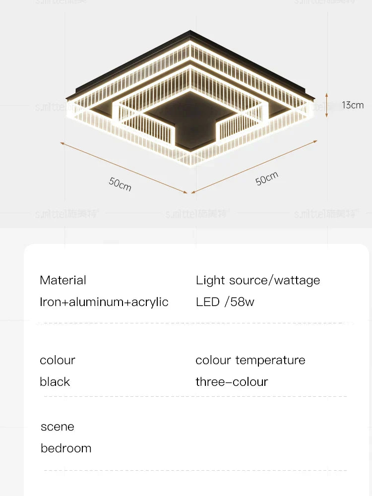 DecorBites™ LED Black Chandelier Acrylic Ceiling Lamp: Modern Luxur Lighting for Home & Office