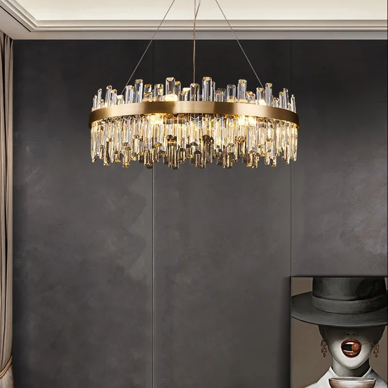 ثريا بيضاوية كريستالية LED من DecorBites™ لإضاءة غرفة الطعام