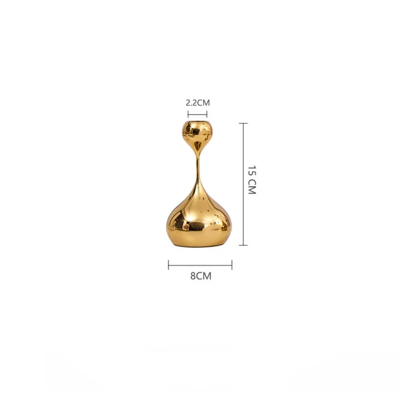 DecorBites™ حامل شمعدان على شكل قطرة ماء هندسية ذهبية، منظم مكتبي، قطع مركزية لحفلات الزفاف
