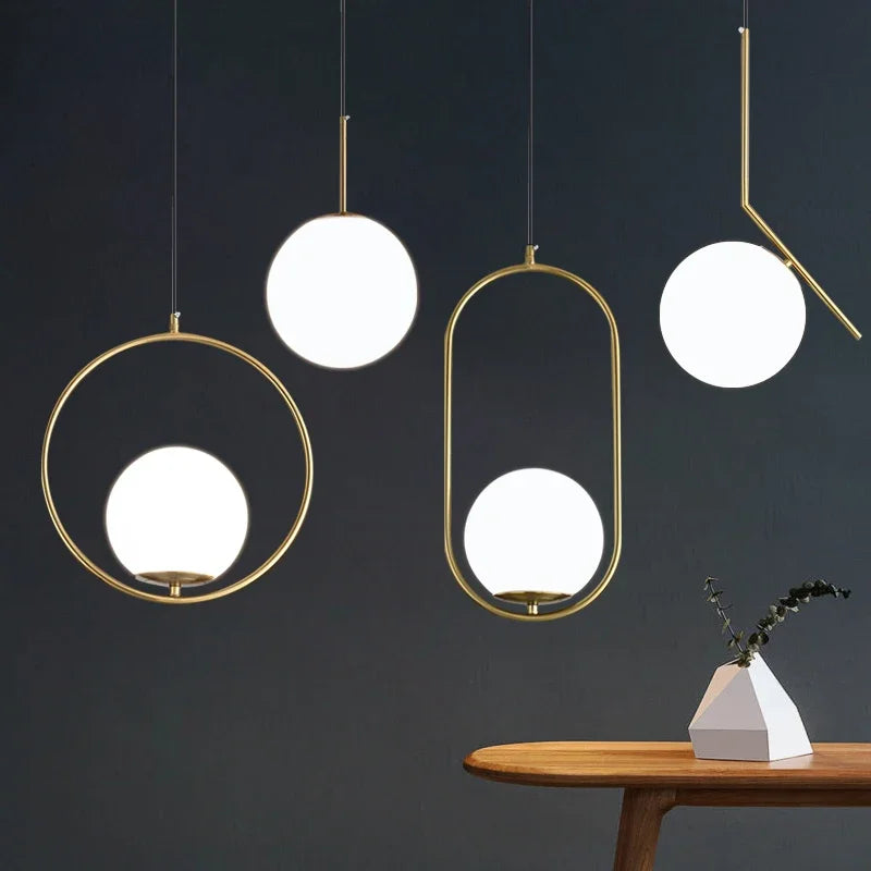 DecorBites™ Glass Ball Pendant Lights LED Kitchen Living Room Suspension Luminaire