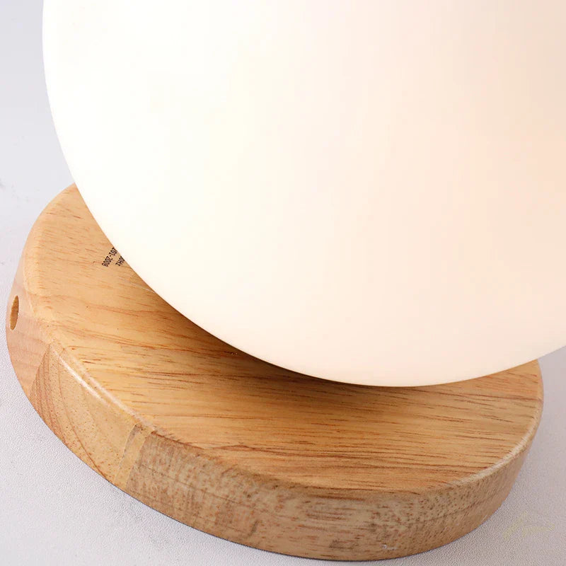 DecorBites™ Glass Ball LED Ceiling Lamp on Wooden Pedestal