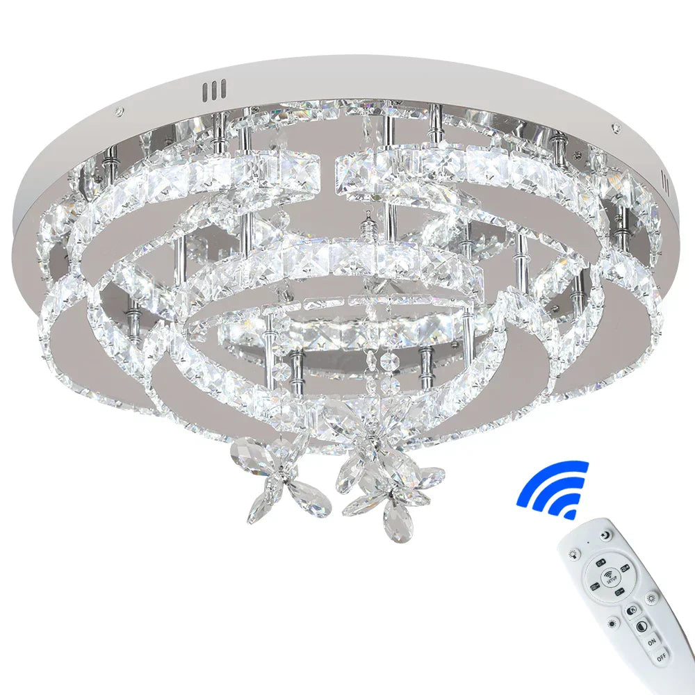 DecorBites™ Crystal Drop Chandelier Ceiling Light with RC Dimming for Modern Home Decor