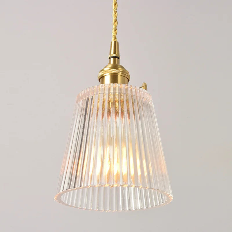 Vintage Nordic Striped Glass Pendant Light