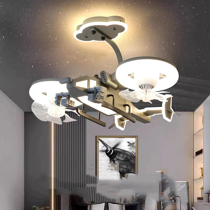 مروحة سقف غرفة نوم الأطفال من DecorBites™ مع إضاءة، جهاز تحكم عن بعد - مصباح LED عصري