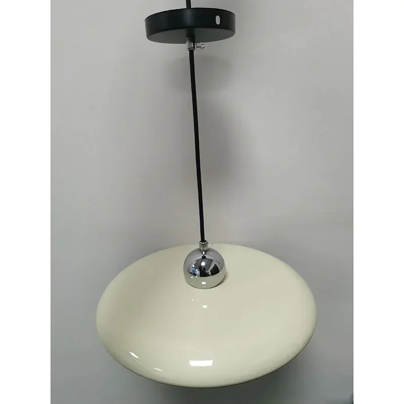 French Cream Flying Saucer Metal Pendant Light