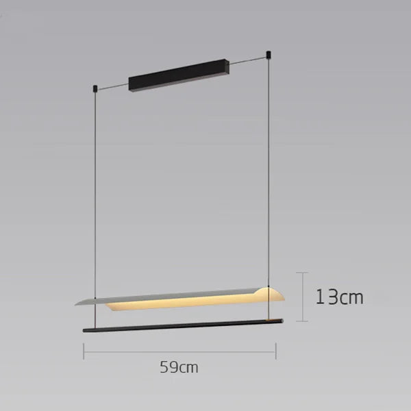Wabi-Sabi Black Metal Acrylic Strip Pendant Light