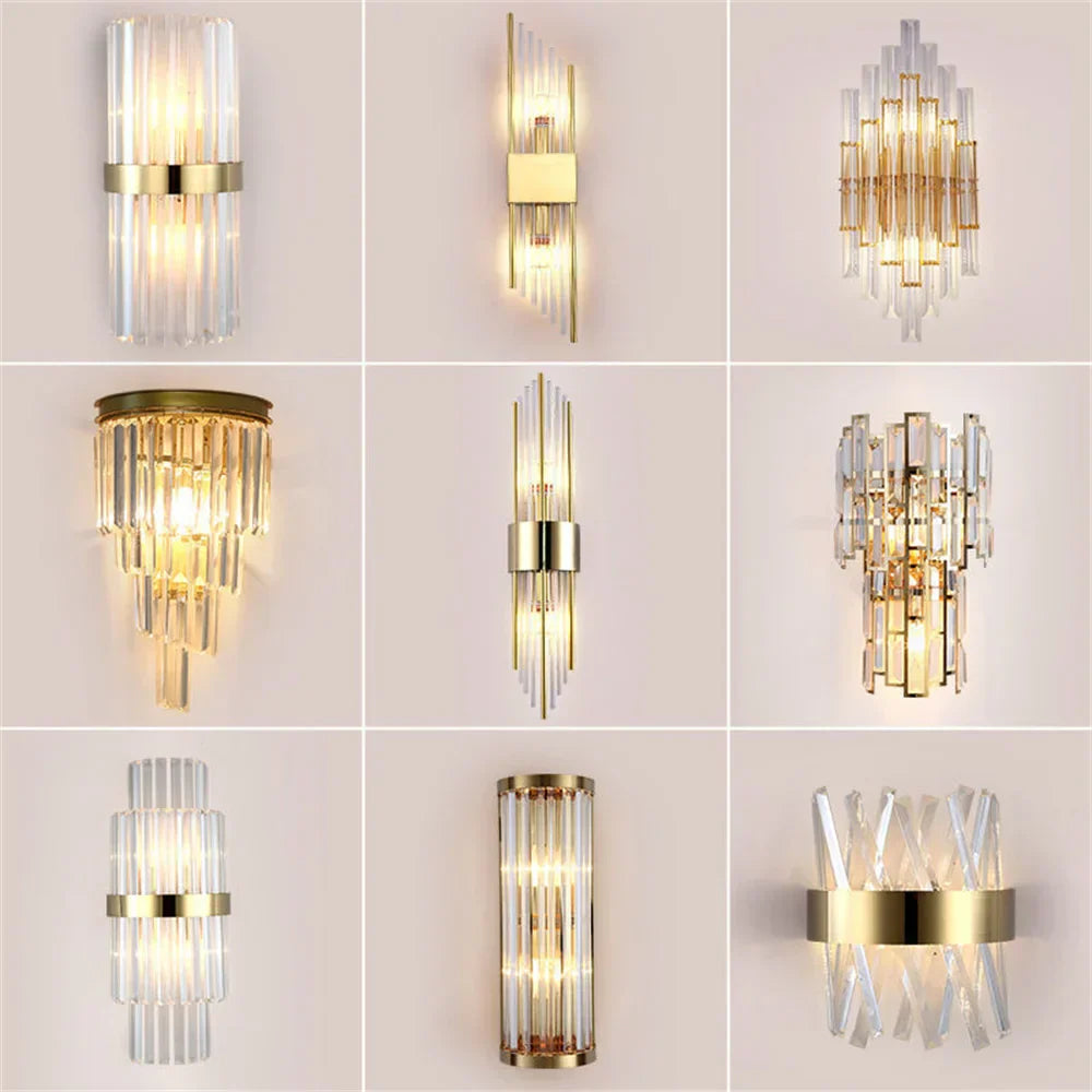 DecorBites™ Crystal LED Wall Lamp Stainless Steel Sconces for Bedroom Dining Room