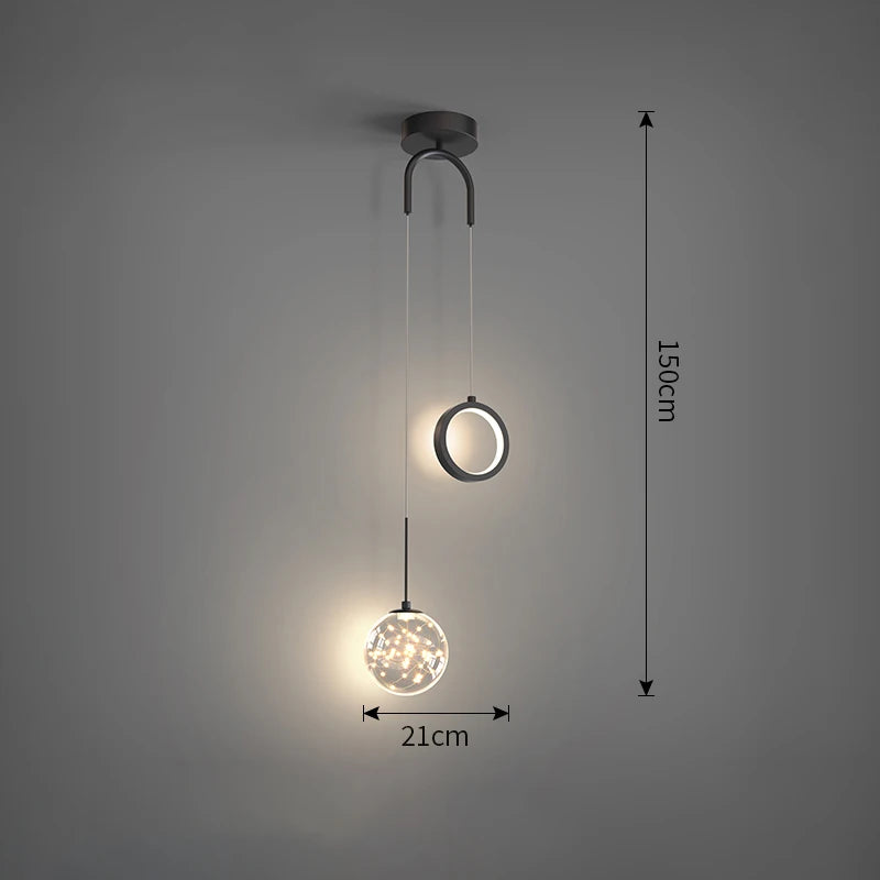Modern Glass Pendant Light in Black or Gold