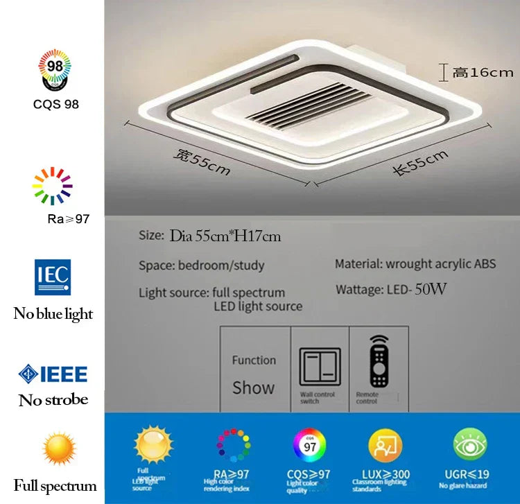 مروحة سقف DecorBites™ LED بدون شفرات مع جهاز تحكم عن بعد لغرفة المعيشة الحديثة