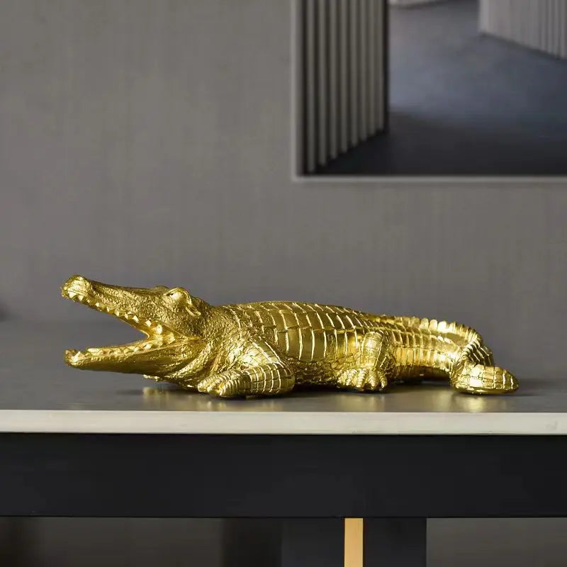 DecorBites™ Crocodile Wildlife Sculpture Statue Decor for Home Interiors & Desk Display