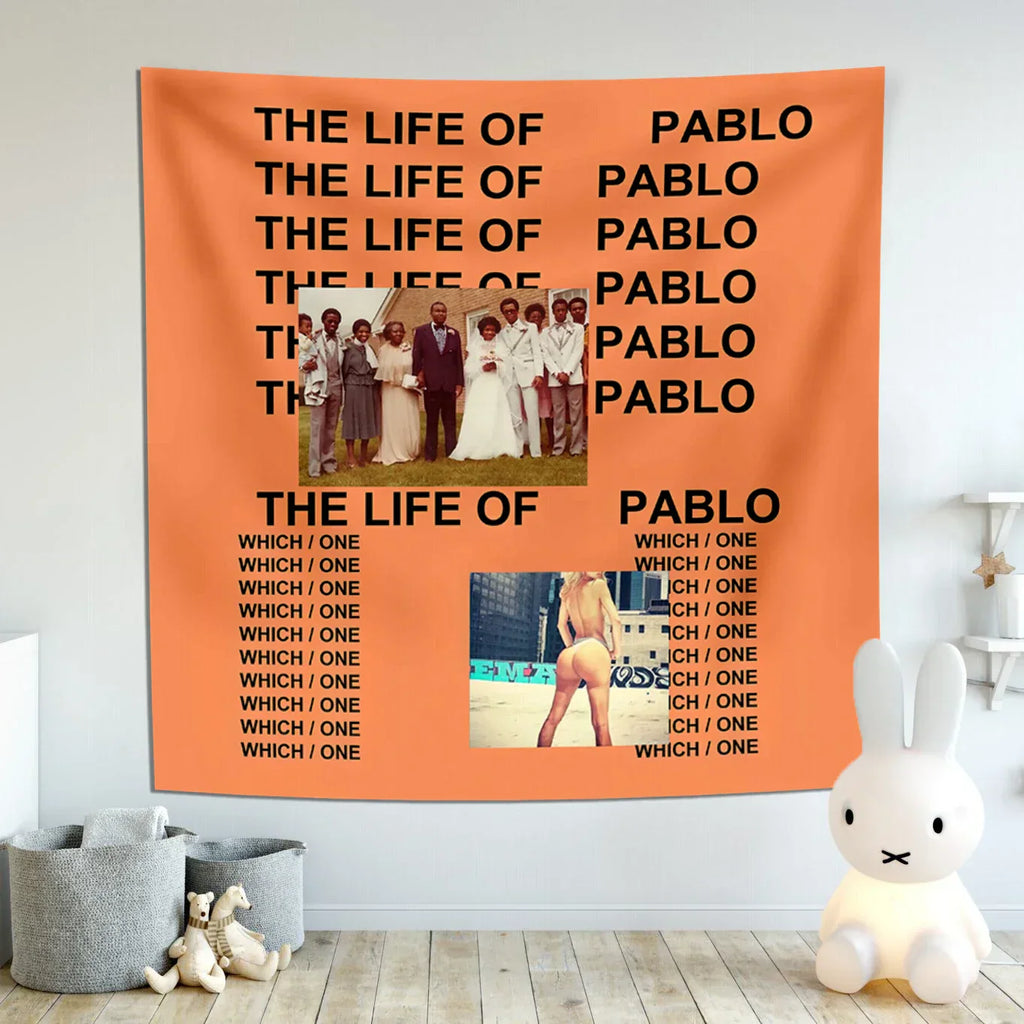 DecorBites™ نسيج Kanye's West الجداري: ملصق غلاف ألبوم موسيقي لتزيين غرفة النوم