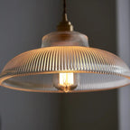 Japanese Brass Semi-Circle Glass Pendant Light