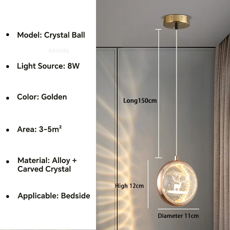 DecorBites™ Crystal Ball Chandelier - Luxury Pendant Light for Bedroom and Living Room