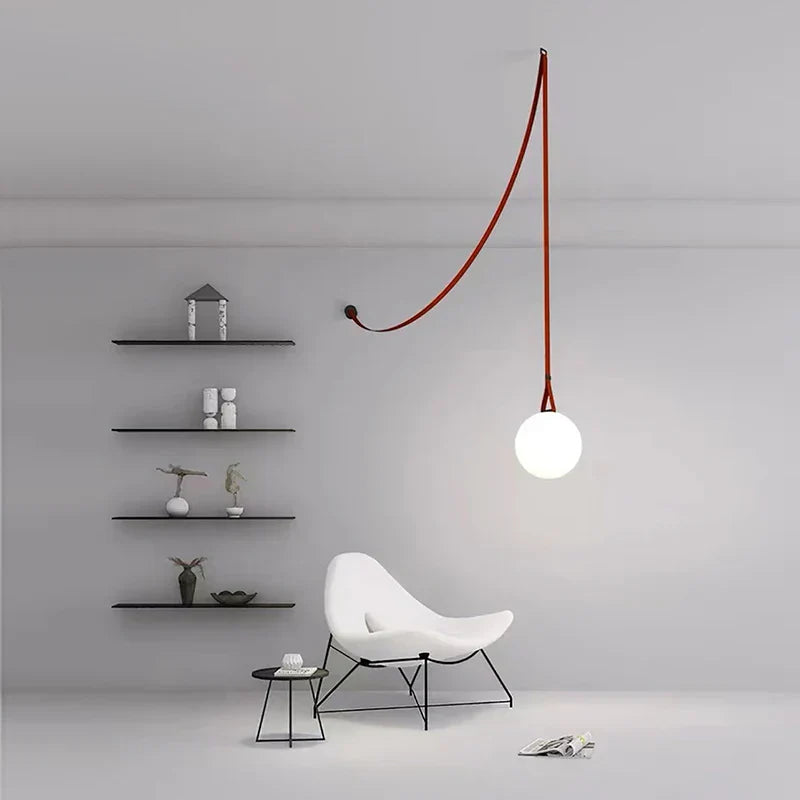 مصباح معلق DecorBites™ Leather Glass Ball لغرفة المعيشة، بتركيب حزام قابل للتعديل يمكنك تصنيعه بنفسك