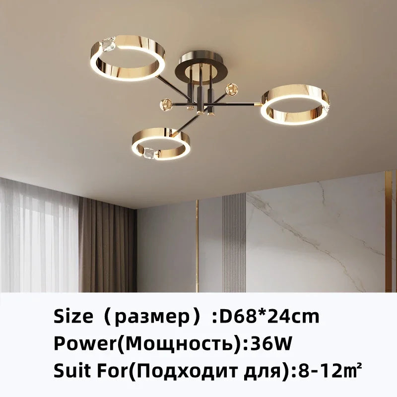 DecorBites™ Gold Plated Luxury Chandelier with Remote Control Crystals for Elegant Living & Bedroom Decor