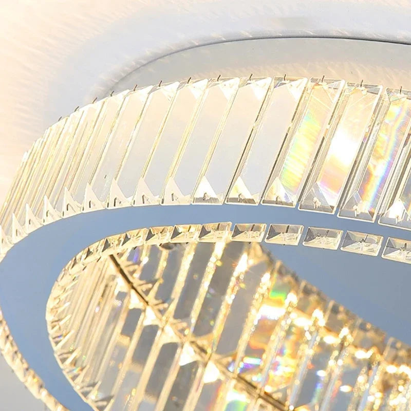 DecorBites™ Gold Crystal Ceiling Light Ring LED - إضاءة منزلية داخلية فاخرة حديثة