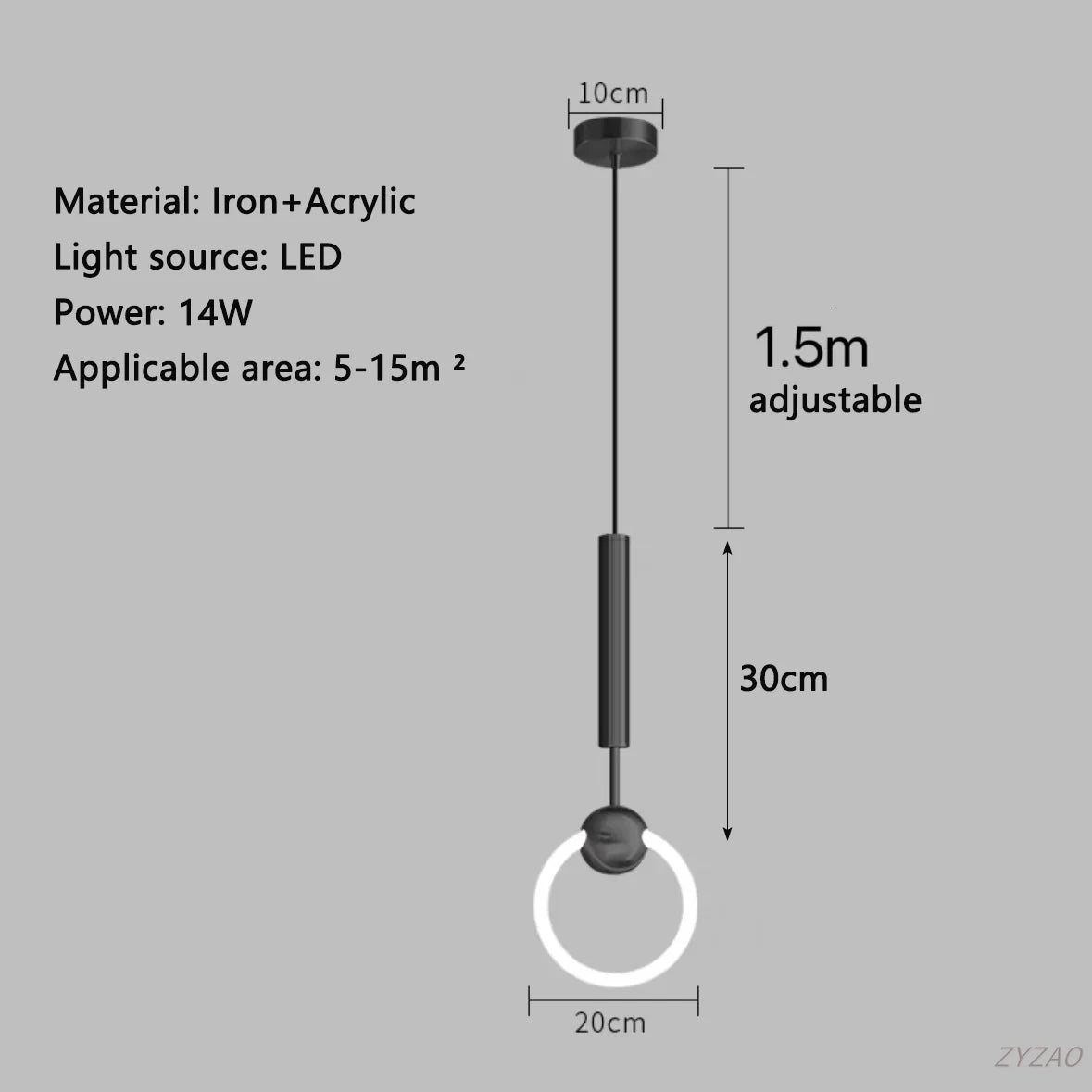 Modern Black Gold Iron Acrylic Pendant Light