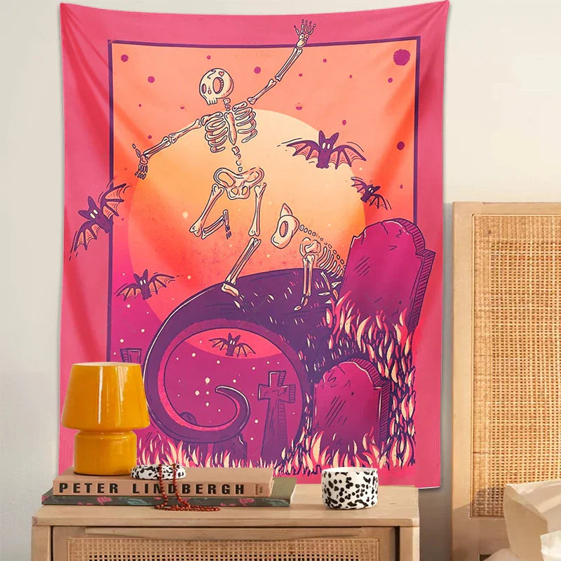 DecorBites™ Skeleton Psychedelic Tapestry Wall Hanging - Hippy Decor for Bedroom & Home