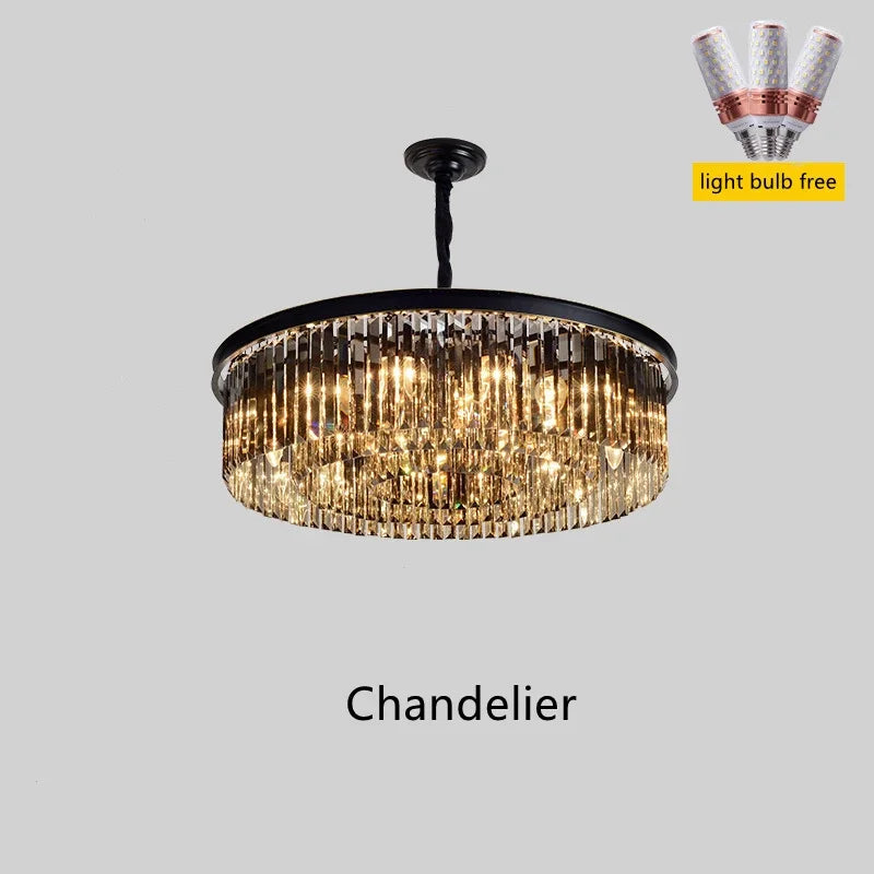 Nordic Crystal Pendant Light in Black or Gold