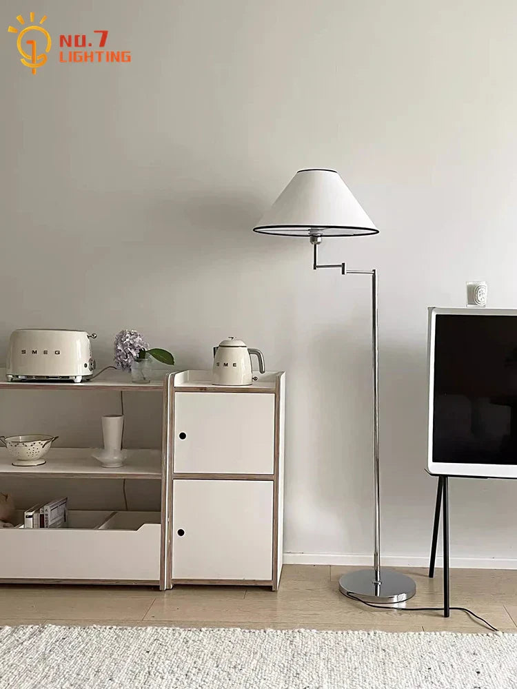DecorBites™ Cream Rocker Arm LED Floor Lamp for Modern Living Spaces
