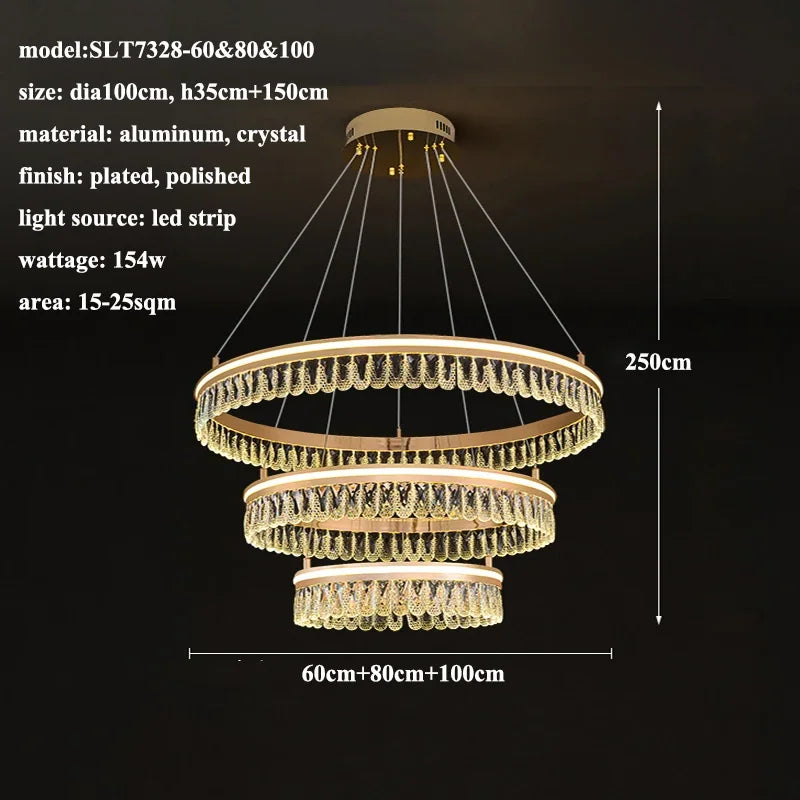 2024 DecorBites™ Modern Crystal LED Chandelier for Living & Dining Room Decor