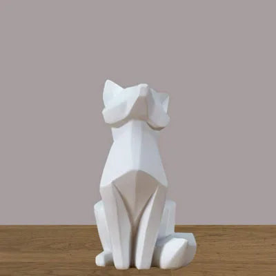 DecorBites™ Geometric Fox Sculpture: Modern White Abstract Desktop Art & Creative Gift