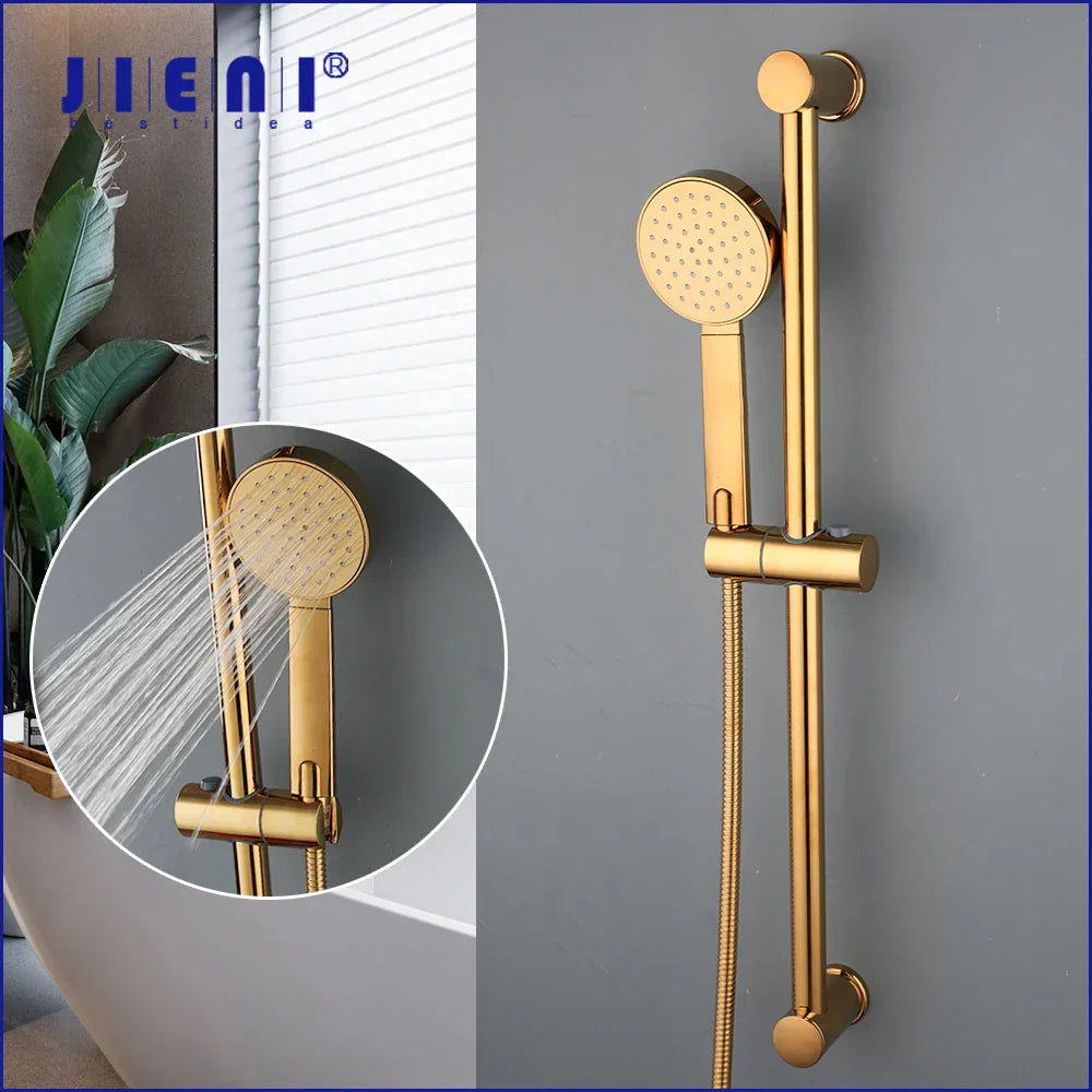 DecorBites™ قضيب دش محمول باليد بطلاء ذهبي، حنفيات مزدوجة الفتحة مثبتة على الحائط
