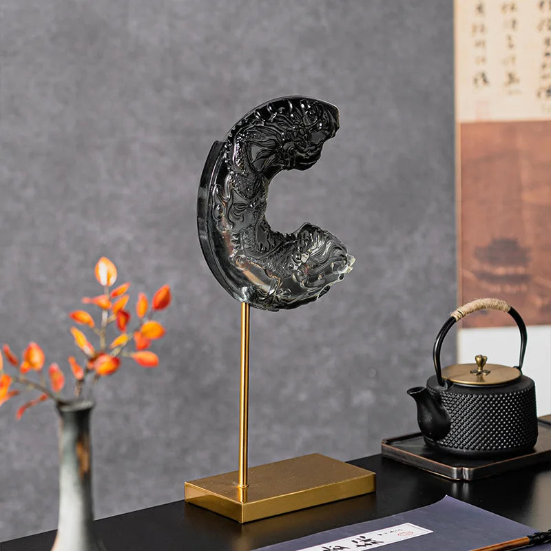DecorBites™ Crescent Moon Resin Relief Ornament Gradient Jade Pendant