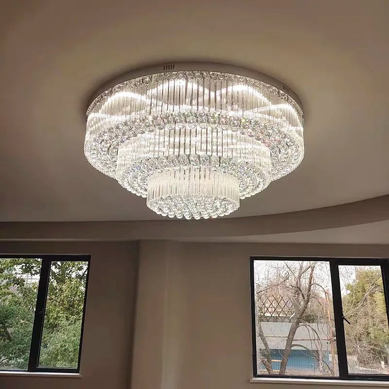 DecorBites™ مصباح سقف كريستالي كبير: تركيبات إضاءة أنيقة للمنزل والفنادق