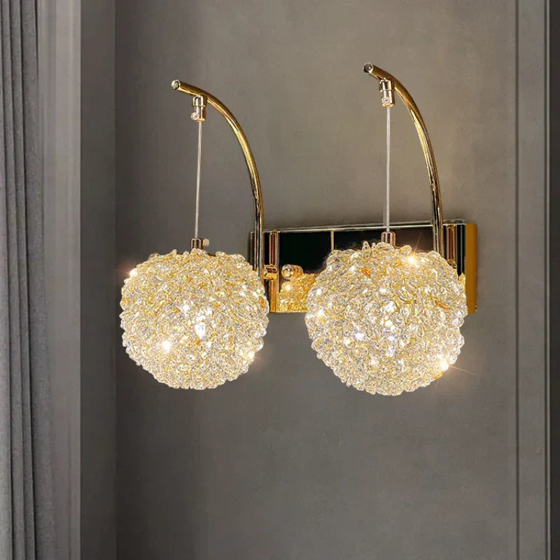 DecorBites™ Crystal Wall Lamp: Gold Metal, G9 Bulb, Adjustable Wire Drop, Elegant Lighting