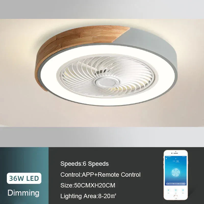 DecorBites™ 52CM Ceiling Fan Light 6 Speeds 36W - Living Room Dining Room Smart Lighting