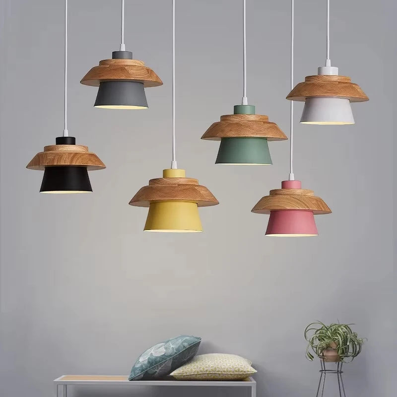 Nordic Macaron Wood Pendant Light