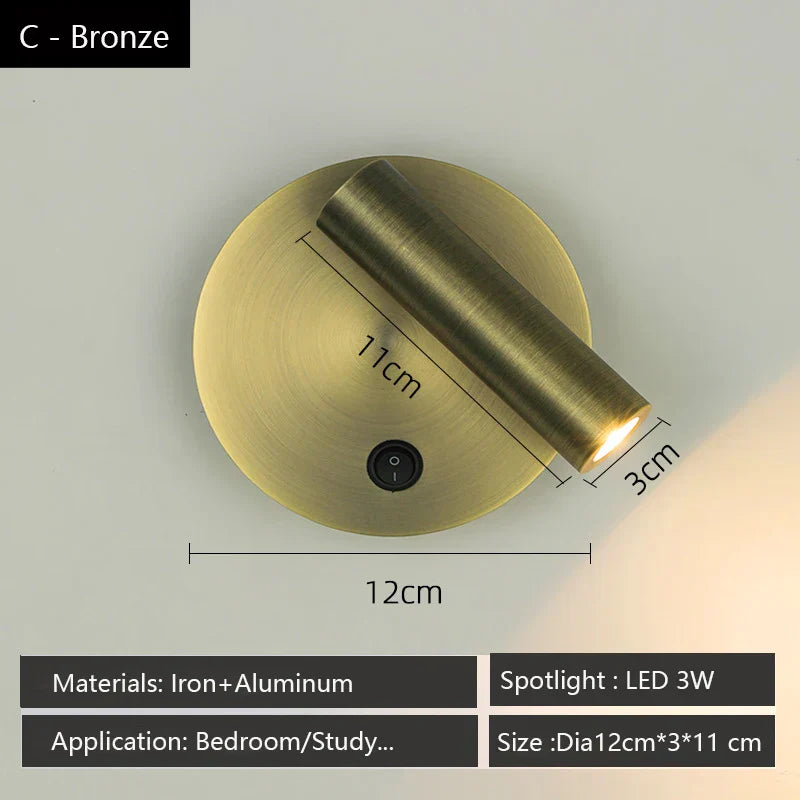 DecorBites™ Adjustable LED Wall Reading Lamp 3W Spotlight for Bedroom and Hotel