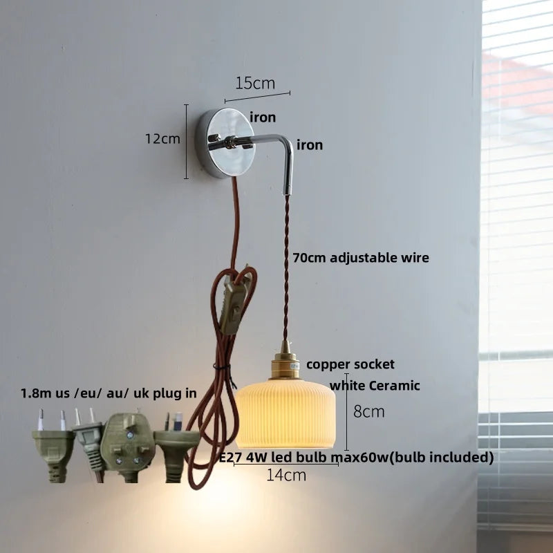 DecorBites™ Ceramic LED Wall Sconce Modern Nordic Design Adjustable Pull Chain Switch WC Mirror Light