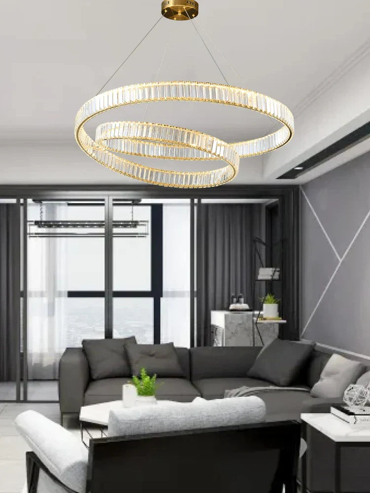 DecorBites™ Crystal LED Pendant Light Chandelier for Bedroom Living Room - Adjustable Ceiling Lamp