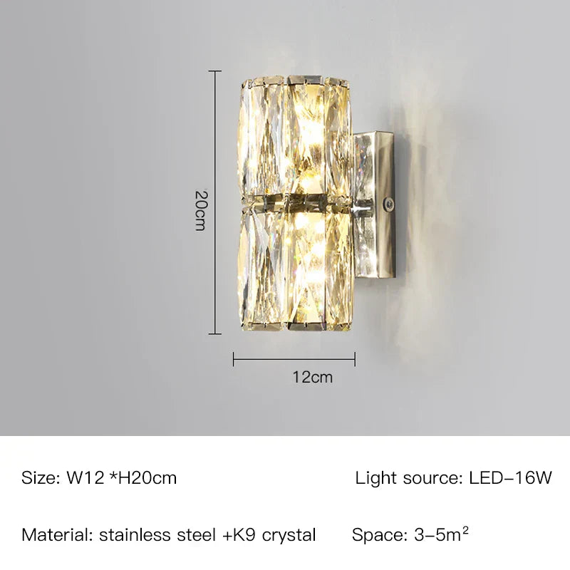 DecorBites™ Applique Murale en Cristal : Design Nordique LED Luxe, Or/Chrome Artistique pour Salon, Chambre à Coucher