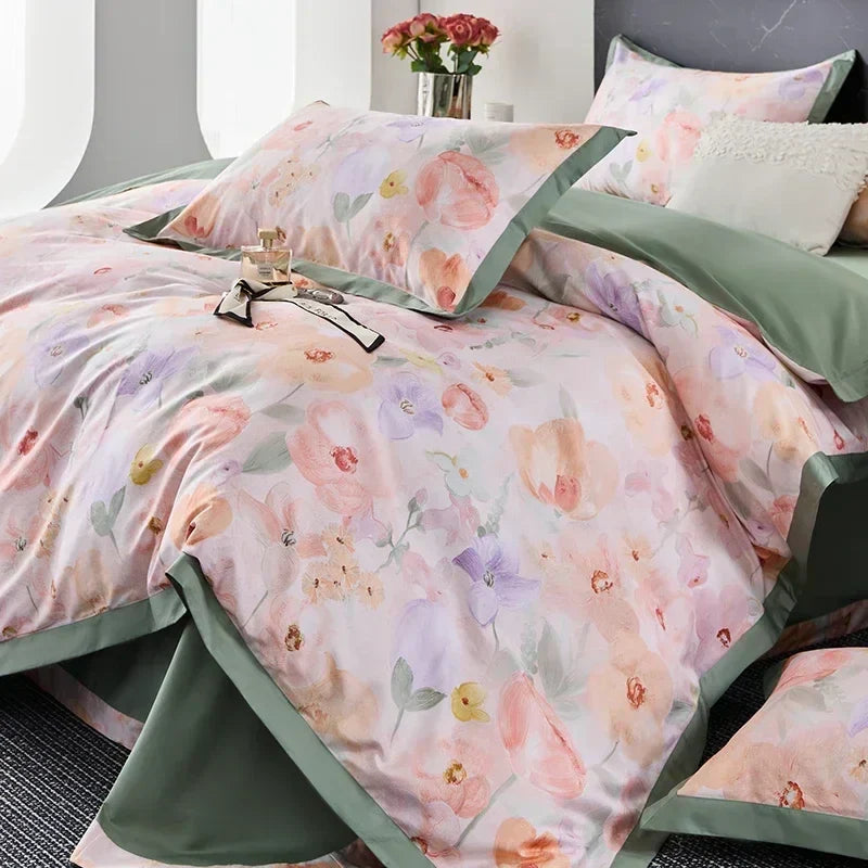 طقم مفروشات أسرة من القطن المصري™ ماركة DecorBites مقاس كوين وكينج ومزدوج، مطبوع