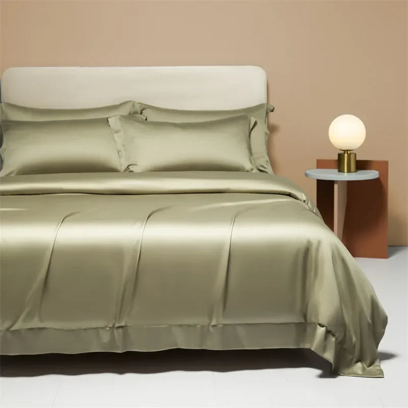 DecorBites™ طقم مفروشات من القماش الطبيعي 120S، ملاءة صيفية مبرّدة ملائمة للبشرة، مفروشات لطيفة على الجلد