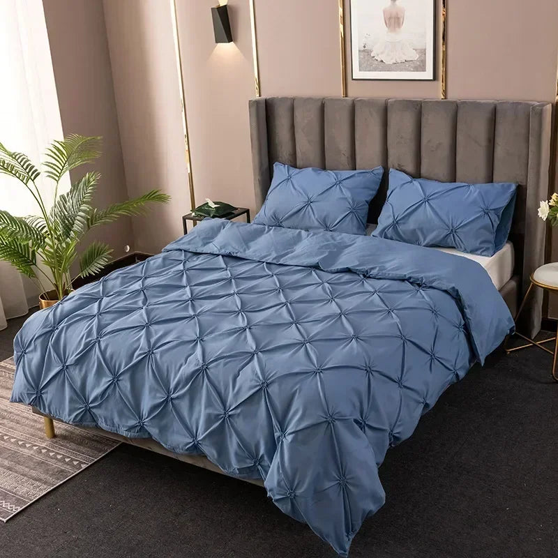 DecorBites™ 3D Pinch Pleated Duvet Cover Set - Queen, King Size Bedding Set of Quilt Cover & Pillow Case