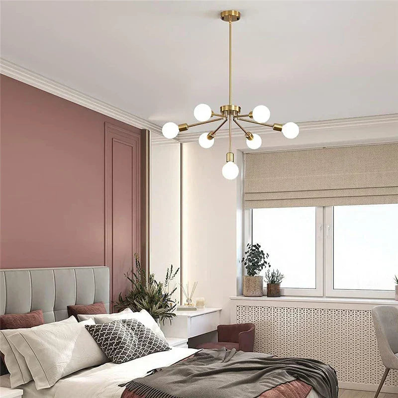 DecorBites™ 8-Head Nordic Ceiling Chandelier in Black White Gold for Modern Home Decor