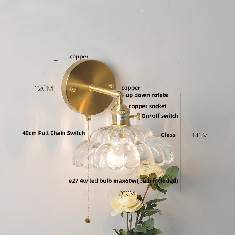 وحدة إضاءة حائط LED DecorBites™ زجاجية شفافة بمفتاح سلسلة سحب