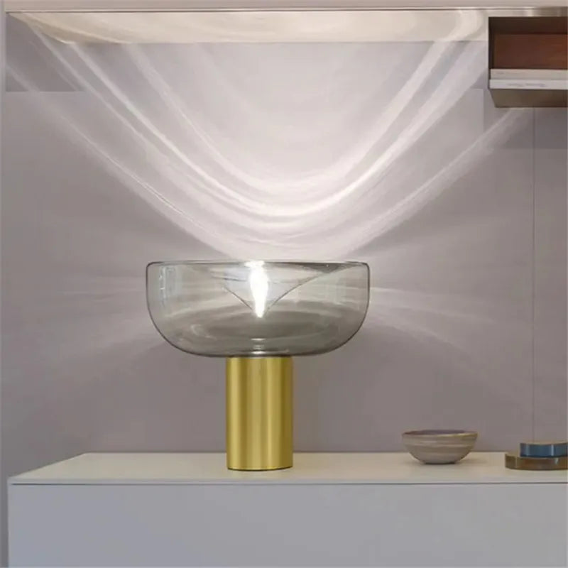 DecorBites™ Aella Table Lamp: Elegant Clear Glass Luxury Art Desk Lamp for Office, Bedroom, and Foyer