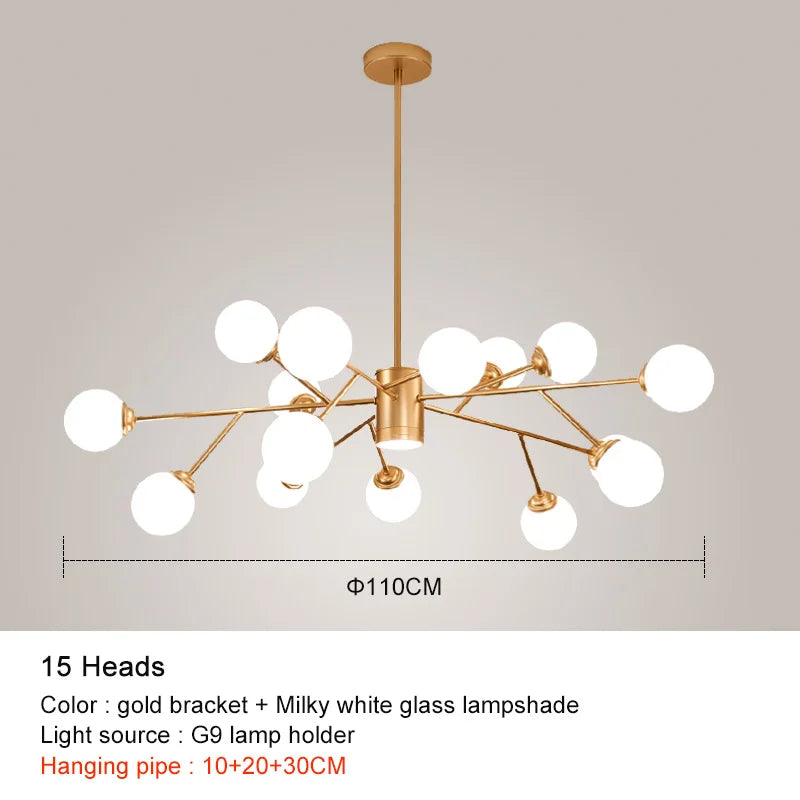 DecorBites™ Black Chandelier: Luxury Glass Pendant Lights for Living Room, Bedroom, and Restaurant