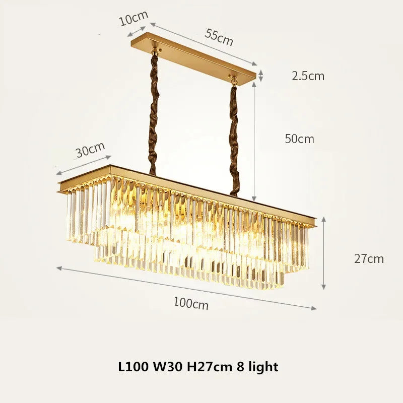 DecorBites™ مصابيح متدلية كريستالية ذهبية وسوداء معدنية، ثريات LED معلقة