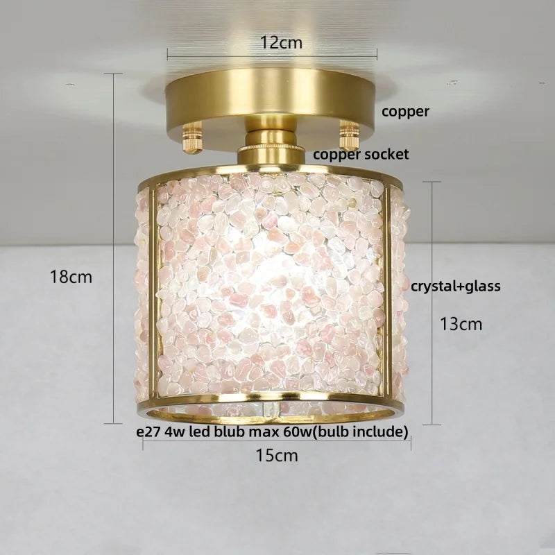 DecorBites™ Crystal Glass LED Ceiling Light Copper Canopy Nordic Modern Design
