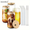 DecorBites™ 17oz Glass Tumbler Cups with Glass Straw - Set of 1/2/4