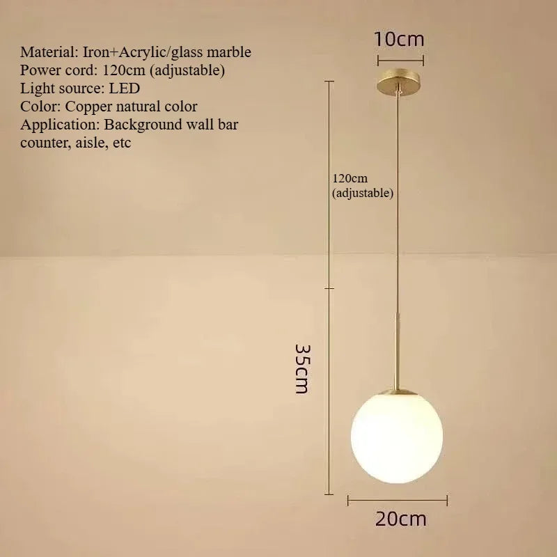 Minimalist Acrylic Globe Pendant Light In Black Or Gold